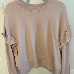 Blush Ruffle Sleeve Crewneck Sweatshirt